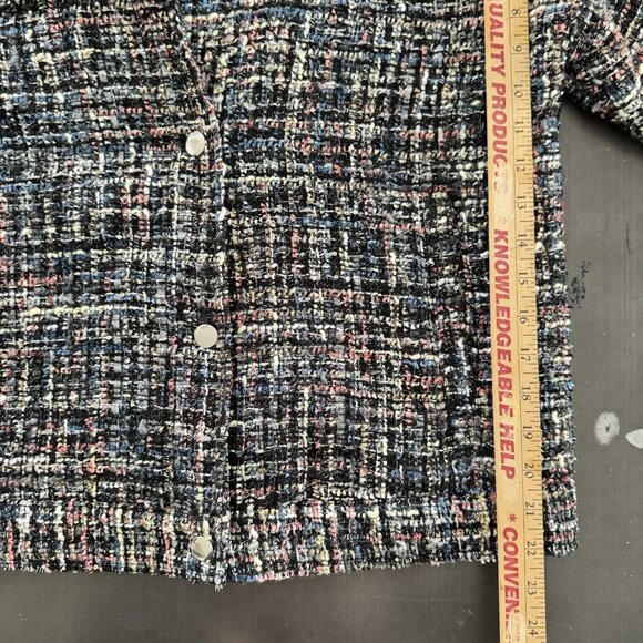 Forever 21 Dixie Tweed Snap Button Bomber Jacket Multicolor Utility Overcoat - Picture 7 of 8